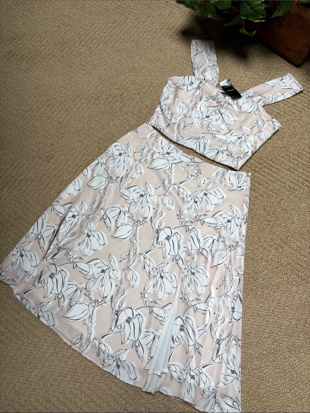 bebe Blush Pink & White Floral Two-Piece Set
